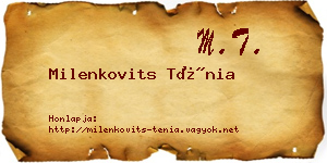 Milenkovits Ténia névjegykártya